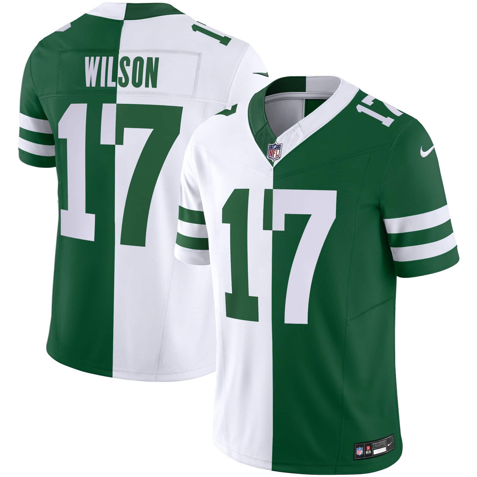 Men New York Jets 17 Wilson White with green 2024 Nike Limited NFL Jersey